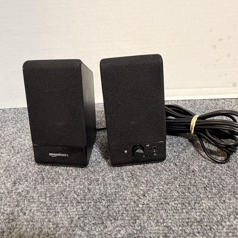 Amazon Basics Computer Speakers 2.0 USB Powered Volume Control U213 Black PC